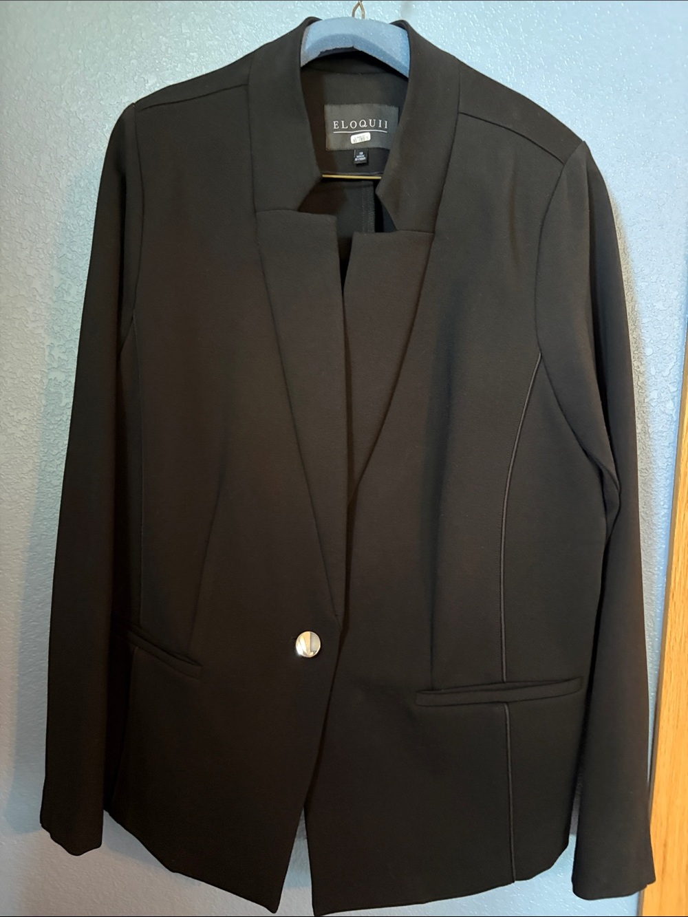 Eloquii Black Notch Collar Single-Button Blazer 18